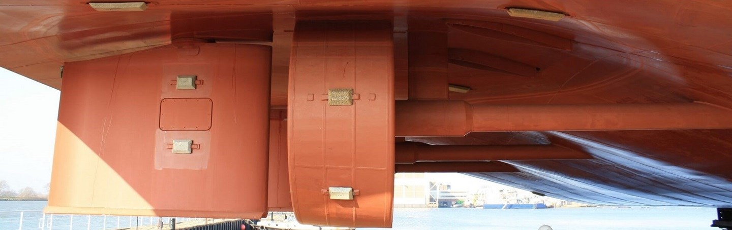 Innovative retractable flanking rudder systems for two river tow boats